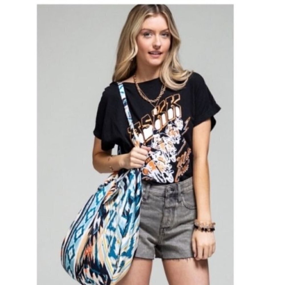 Ruggine "Ocean Breeze" Ethnic Print Boho Bag